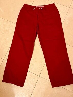 Red Wide Leg Capri Pants